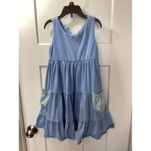Matilda Jane Girls Happy & Free Mission Bay Tiered Twirl Dress Blue Size 8